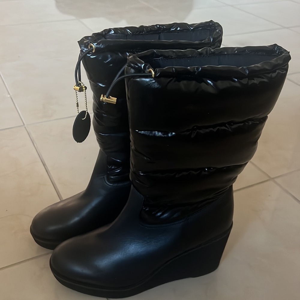Ralph Lauren Black Wedge Winter Boots - Picture 4 of 9